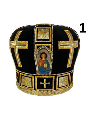 Black Mitra - Сrown - Mitre - Miter - Archbishop's mithra - Mithras - Orthodox bishop's mitra