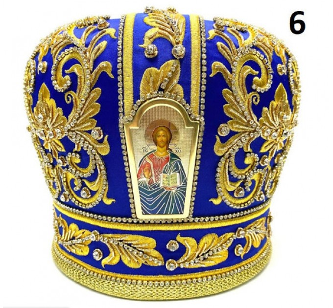 Navy blue mitra for orthodox bishop