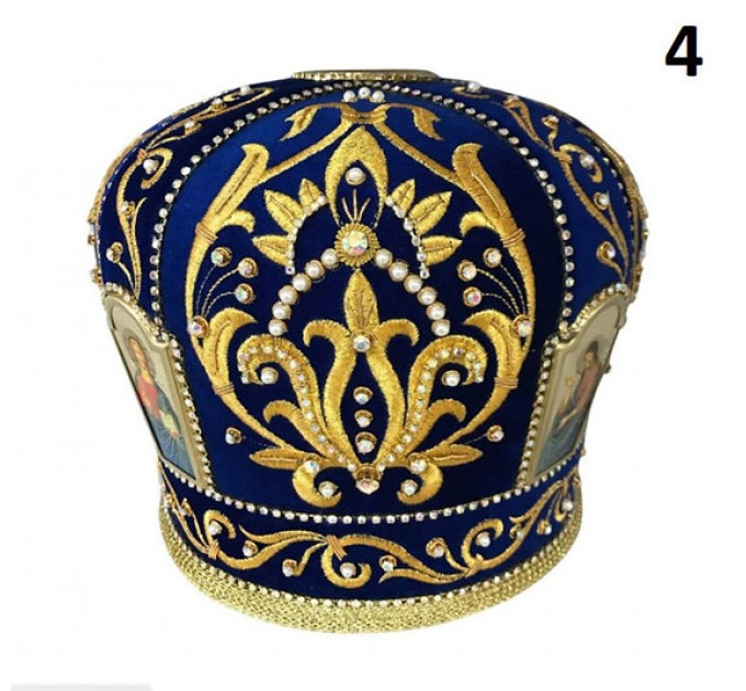 Navy blue mitra for orthodox bishop