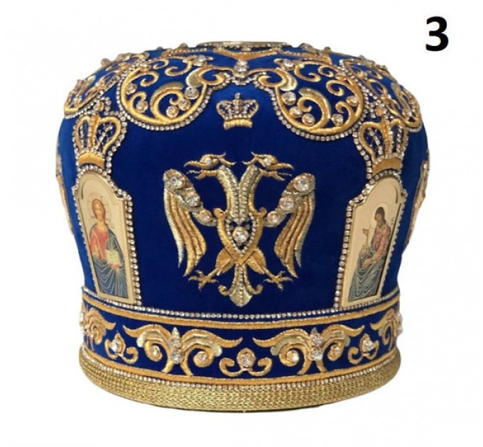 Navy blue mitra for orthodox bishop