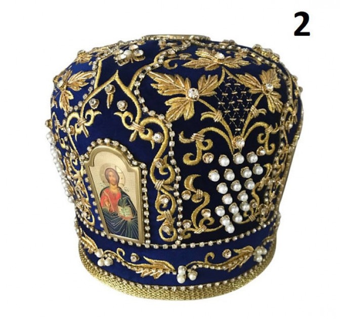 Navy blue mitra for orthodox bishop