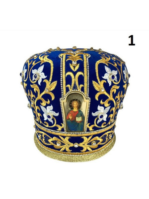 Navy blue Mitra - Сrown - Mitre - Miter - Archbishop's mithra - Mithras - Orthodox bishop's mitra