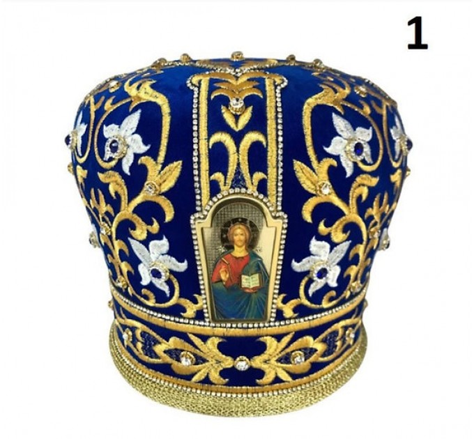 Navy blue mitra for orthodox bishop