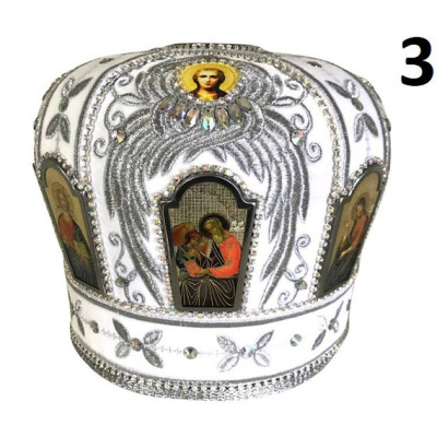 White-silver Mitra - Сrown - Mitre - Miter - Archbishop's mithra - Mithras - Orthodox bishop's mitra