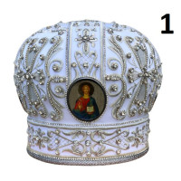 White-silver Mitra - Сrown - Mitre - Miter - Archbishop's mithra - Mithras - Orthodox bishop's mitra