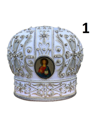 White-silver Mitra - Сrown - Mitre - Miter - Archbishop's mithra - Mithras - Orthodox bishop's mitra