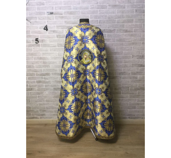 Blue Greek style vestments set in metallic brocade - Orthodox vestments - Priest