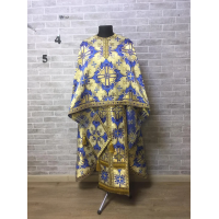 Blue Greek style vestments set in metallic brocade - Orthodox vestments - Priest