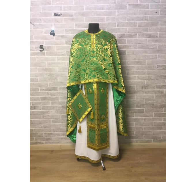 Greek vestment in metallic brocade - Holy Spirit icon - Priest vestment set