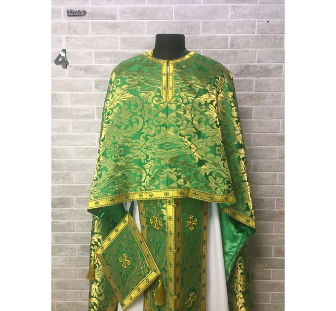Greek vestment in metallic brocade - Holy Spirit icon - Priest vestment set