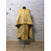 Gold vestment set in Greek brocade with icon - Orthodox priest liturgical cloth