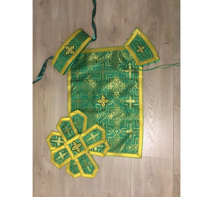 Green priest vestment in brocade - Greek-style vestment - Orthodox vestment set