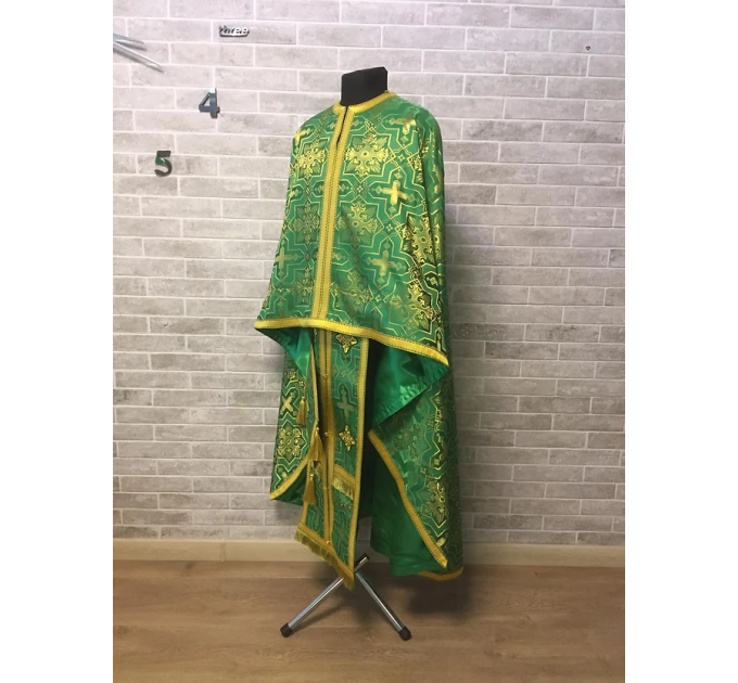 Green priest vestment in brocade - Greek-style vestment - Orthodox vestment set