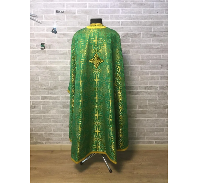 Green priest vestment in brocade - Greek-style vestment - Orthodox vestment set
