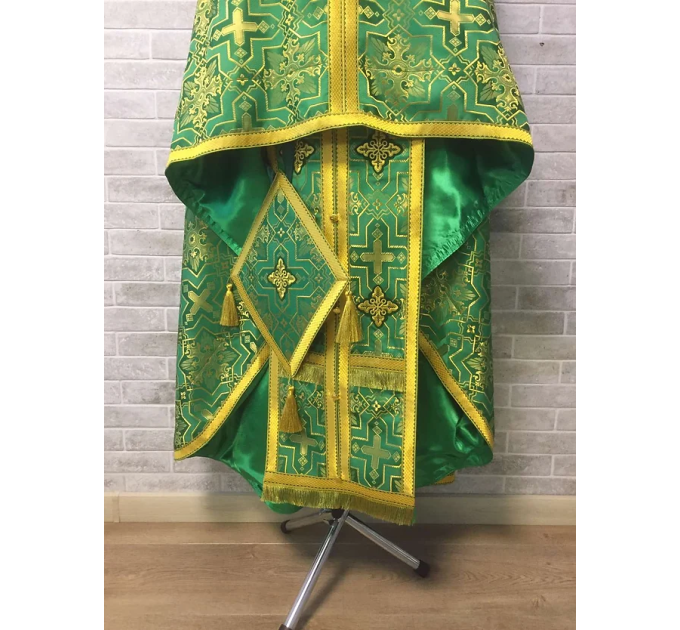 Green priest vestment in brocade - Greek-style vestment - Orthodox vestment set