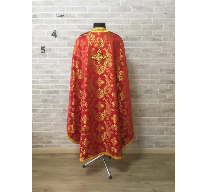 Red brocade priest vestment set - Greek-style vestment - Orthodox vestment