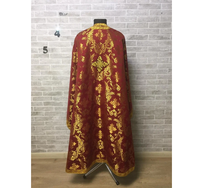 Red brocade priest vestment set - Greek-style vestment - Orthodox vestment