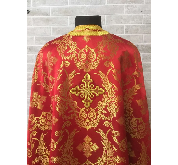 Red brocade priest vestment set - Greek-style vestment - Orthodox vestment