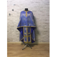 Blue Greek-style vestments set - Theotokos icon - Orthodox priest garment