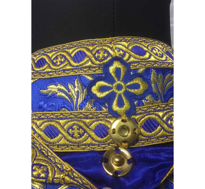 Blue Greek-style vestments set - Theotokos icon - Orthodox priest garment