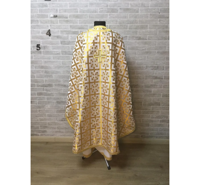 Greek vestment in white gold brocade - Liturgicalpriest clothes - Vestment set