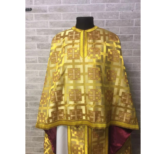 Greek vestment in white gold brocade - Liturgicalpriest clothes - Vestment set