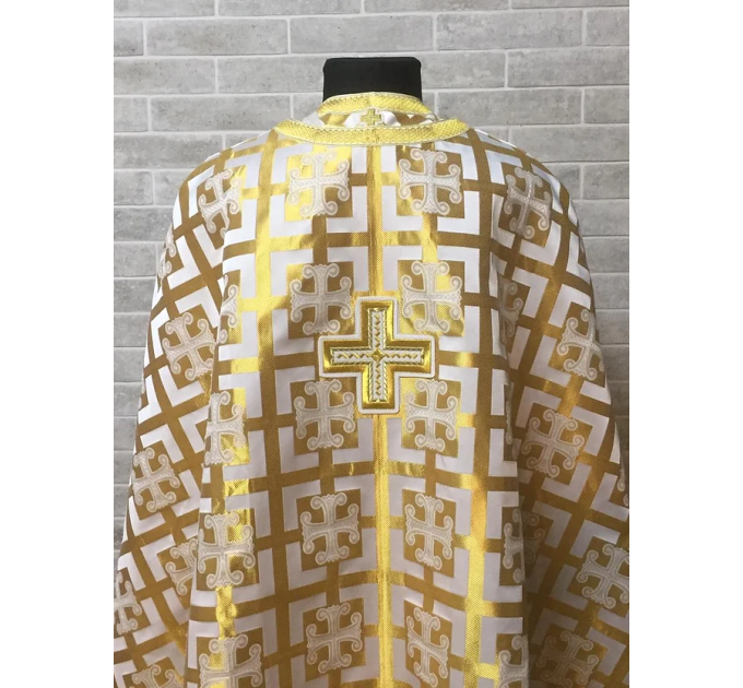 Greek vestment in white gold brocade - Liturgicalpriest clothes - Vestment set