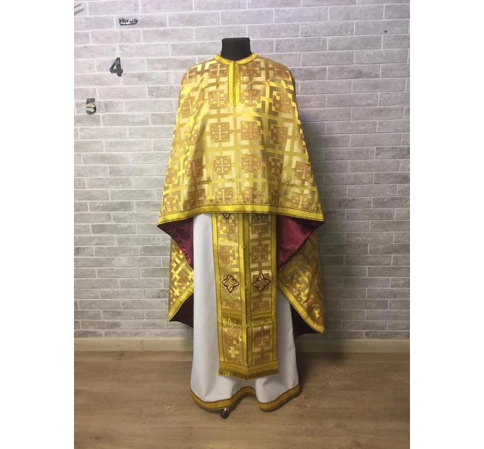 Greek vestment in white gold brocade - Liturgicalpriest clothes - Vestment set