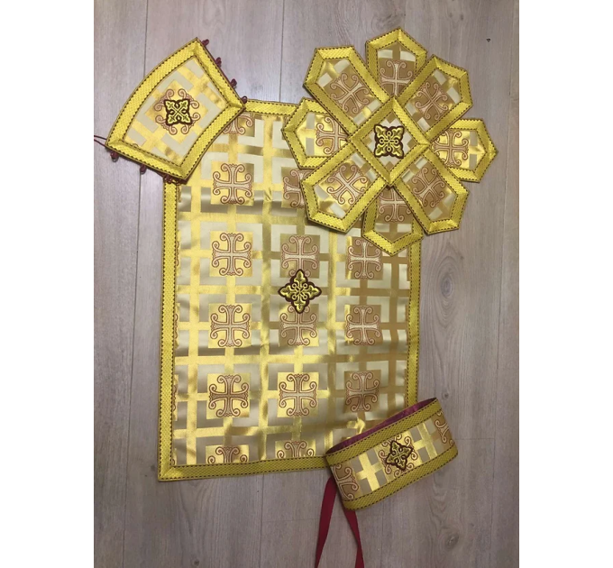 Greek vestment in white gold brocade - Liturgicalpriest clothes - Vestment set