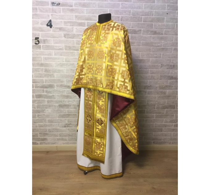 Greek vestment in white gold brocade - Liturgicalpriest clothes - Vestment set