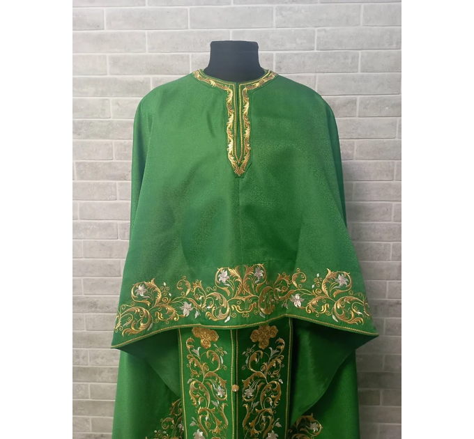 New green vestment with machine embroidery - Priest vestment clothes