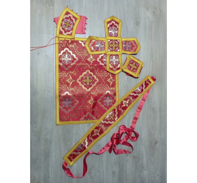 Red-gold vestment set in Greek style - Vestment in brocade - Priest clothes