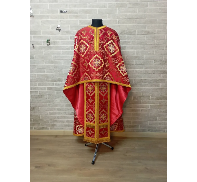 Red-gold vestment set in Greek style - Vestment in brocade - Priest clothes