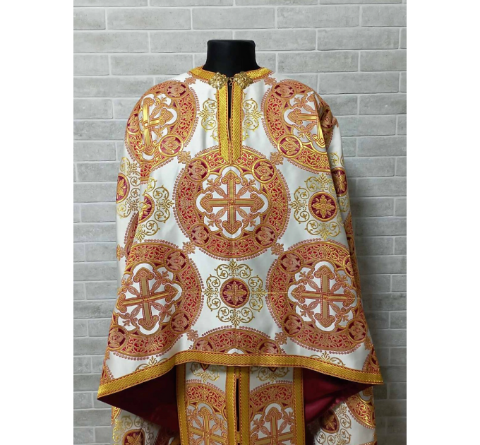 Greek vestment in white/red metallic brocade - Priest robe - Orthodox vestments