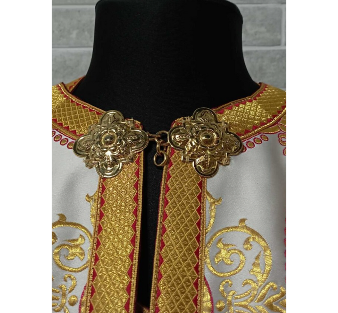 Greek vestment in white/red metallic brocade - Priest robe - Orthodox vestments