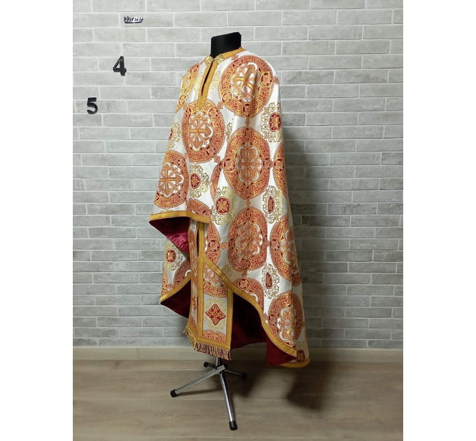 Greek vestment in white/red metallic brocade - Priest robe - Orthodox vestments