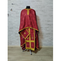 Burgundy Greek vestment in brocade - Priest liturgical vestment for orthodox