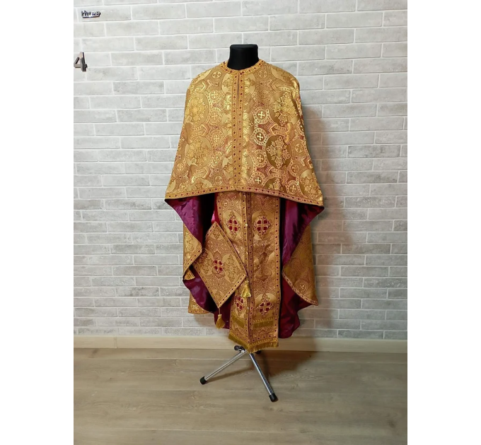 Priest vestment in Greek brocade - Liturgical orthodox costume - Phelon - Robe