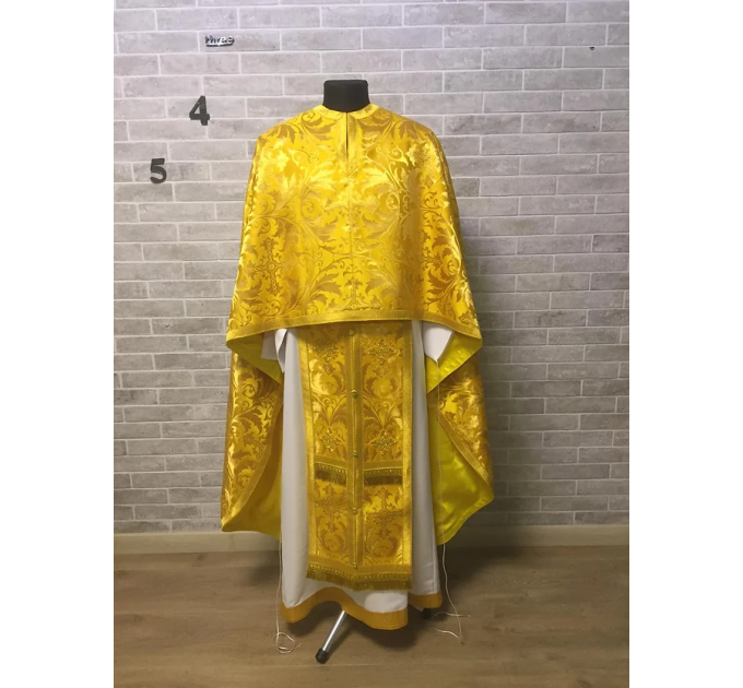 Greek light vestment in brocade - Priest liturgical vestment for orthodoxy