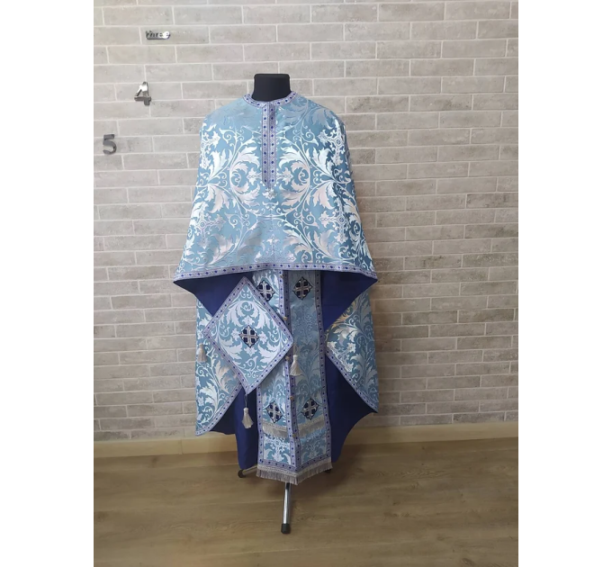 Greek light vestment in brocade - Priest liturgical vestment for orthodoxy