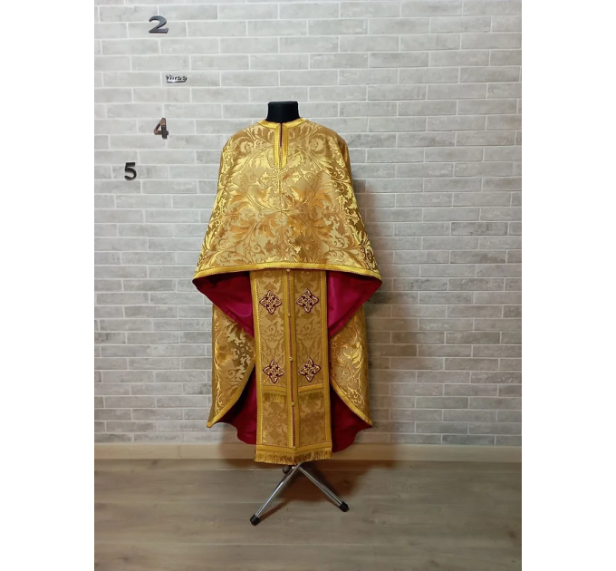 Greek light vestment in brocade - Priest liturgical vestment for orthodoxy