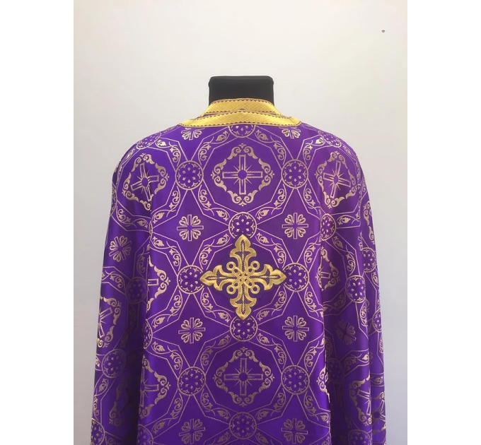 Violet Greek style vestment in brocade - Priest vestment - Liturgical clothes
