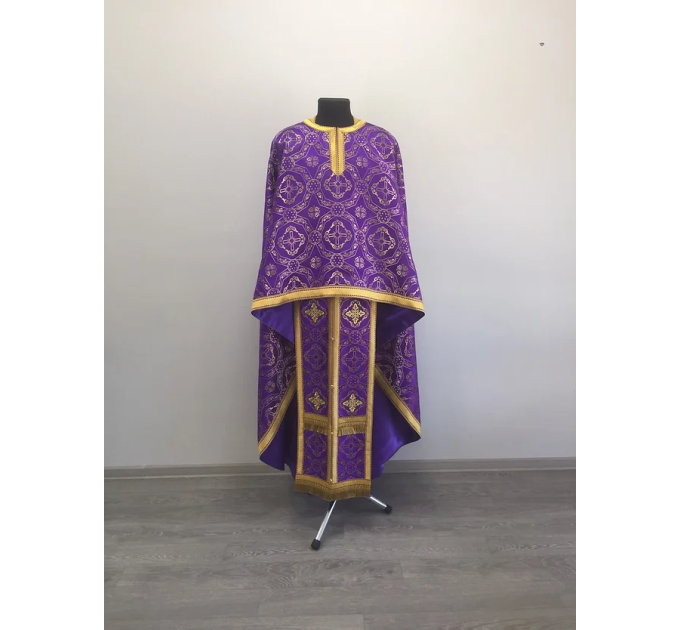 Violet Greek style vestment in brocade - Priest vestment - Liturgical clothes
