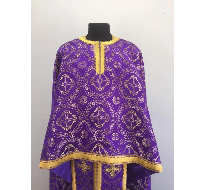 Violet Greek style vestment in brocade - Priest vestment - Liturgical clothes