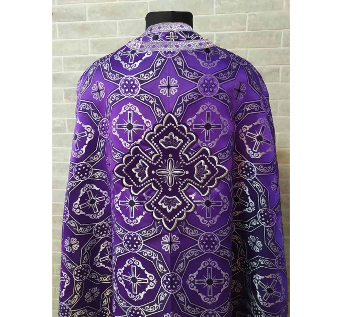 Violet Greek style vestment in brocade - Priest vestment - Liturgical clothes