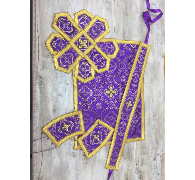 Violet Greek style vestment in brocade - Priest vestment - Liturgical clothes