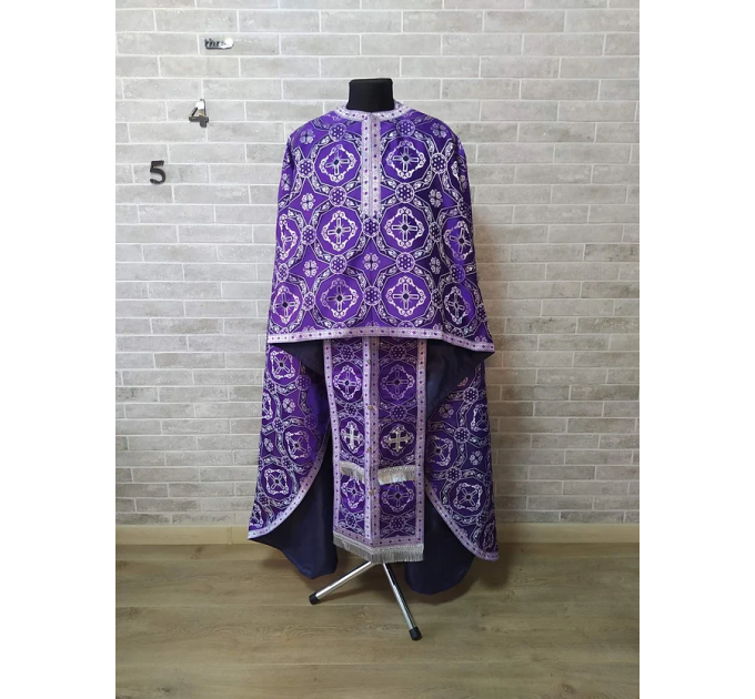 Violet Greek style vestment in brocade - Priest vestment - Liturgical clothes