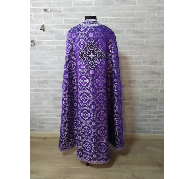 Violet Greek style vestment in brocade - Priest vestment - Liturgical clothes
