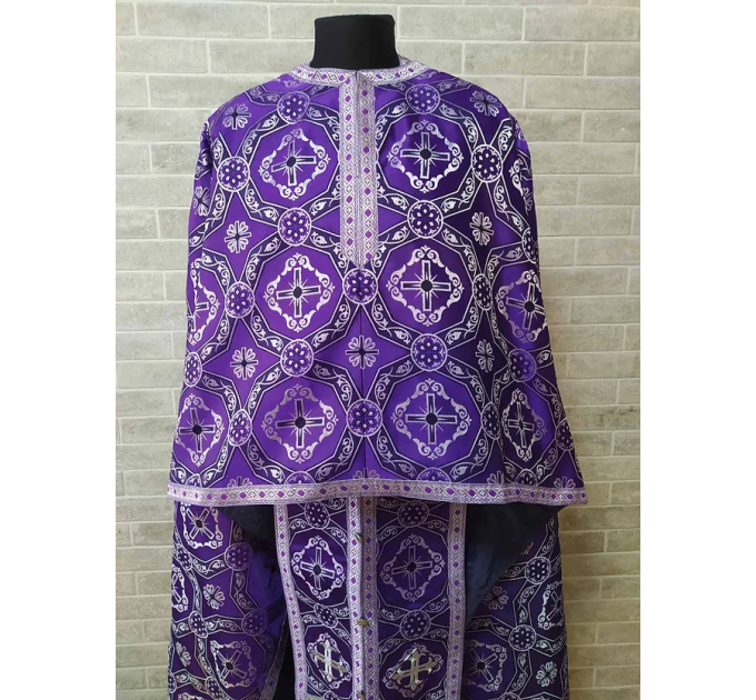 Violet Greek style vestment in brocade - Priest vestment - Liturgical clothes