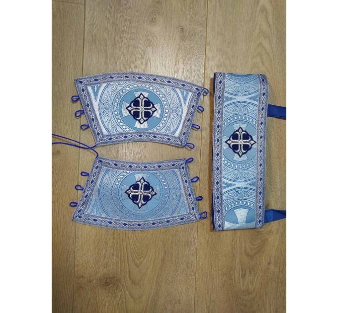 Light blue vestment with the icon - Greek vestment in brocade - Priest vestment